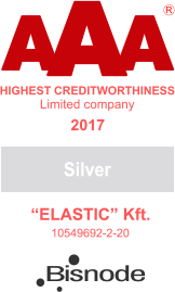 A A A HIGHEST CREDITWORTHINESS �ELASTIC� Kft. 10549692-2-20 R Limited company Silver 2017 Bisnode