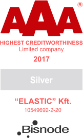 A A A HIGHEST CREDITWORTHINESS �ELASTIC� Kft. 10549692-2-20 R Limited company Silver 2017 Bisnode