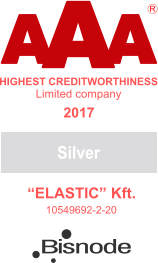 A A A HIGHEST CREDITWORTHINESS �ELASTIC� Kft. 10549692-2-20 R Limited company Silver 2017 Bisnode